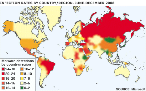 Graphic showing infection rates around the globe