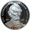 عملة معدنية من فئة 20 دولار تحتوي صورة الرئيس الأمريكي.