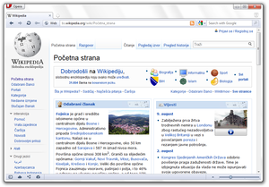 Opera prikazuje Wikipediju na Windows 7