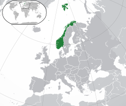 Location o the  Kinrick o Norawa  (dark green) on the European continent  (dark grey)