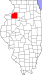 Harta statului Illinois indicând comitatul Henry