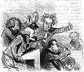 La séance du 25 juillet 1848 à l'Assemblée nationale, concernant les clubs politiques, caricaturée par Cham. David d'Angers est représenté à l'extrême gauche.