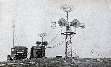 Mobile US Army microwave relay station 1945 demonstrating relay systems using frequencies from 100 MHz to 4.9 GHz which could transmit up to 8 phone calls on a beam.
