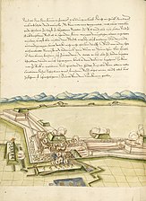 Daniel Specklin, Architectura von Festungen (1583), p. 72, plume, encre, aquarelle.