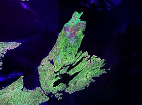 Image satellite en fausse couleurs (Landsat).
