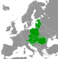 Carte : Pologne, Tchéquie, Slovaquie, Hongrie, Autriche, Roumanie, Croatie, Slovénie, Pays baltes.