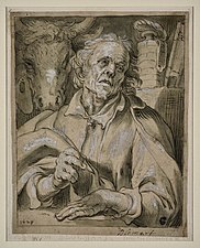 Abraham Bloemaert, Saint Luc (1629), Plume, encre brune, lavis d’encre brune et grise, rehaussé de blanc.,