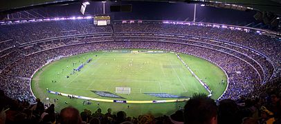Le stade de cricket de Melbourne où se déroulent les matchs de cricket et de football australien.