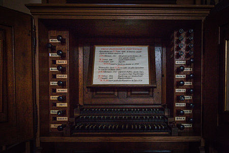 La console historique dee l’orgue Silbermann sur laquelle Mozart a joué.