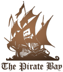 The Pirate Bay logo - drawing of a 3-masted sailing ship with "Home Taping Is Killing Music" cassette & crossbones.