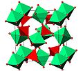 Structure cristalline de ZrW2O8. Octaèdres ZrO6 en vert, tétraèdres WO4 en rouge.