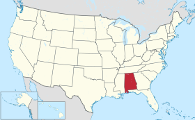 Localização do Alabama nos Estados Unidos