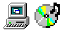 Deux icônes de bureau informatique en pixel art