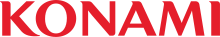Logo de l’entreprise avec les caractères Konami en rouge.