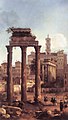 Vestiges du Forum Romain avec au premier plan les colonnes du temple des Dioscures, 1742.