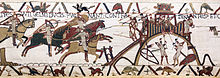 Détail de la tapisserie de Bayeux montrant le siège de la motte castrale de Dinan
