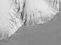 Strates vues sur les parois de Noctis Labyrinthus par Mars Global Surveyor.