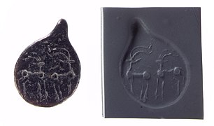 Sceau-pendentif avec impression moderne, Haute Mésopotamie, v. 4500-3500 av. J.-C. Metropolitan Museum of Art.