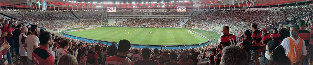 Panorama de l'intérieur du Maracanã lors d'un match valable pour la demi-finale de la Copa Libertadores 2021..