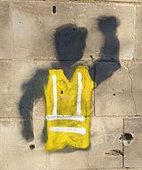 Graffiti représentant un manifestant gilet jaune, réalisé à Caen