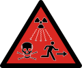 2007 ISO radioactivity hazard symbol intended for IAEA Category 1, 2 and 3 sources defined as dangerous sources capable of death or serious injury[57]