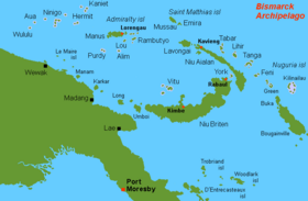 Carte des îles Bismarck - les îles Kaniet sont à l'extrême Nord-Ouest.