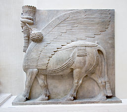 Taureau androcéphale ailé (Lammasu) du palais de Sargon II à Khorsabad.