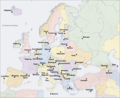 Карта на европските главни градови.