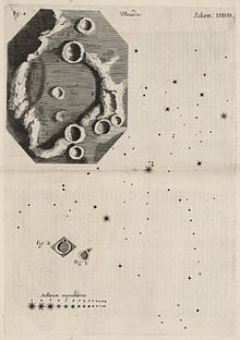 Détail de cratères lunaire dessinées sur papier.