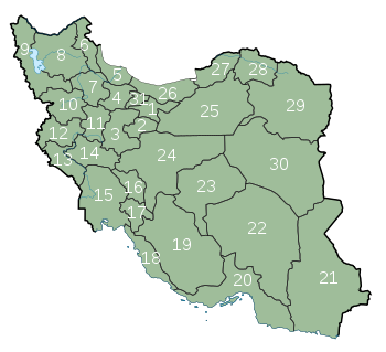 İran'ın 30 ostanının haritası