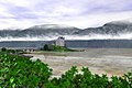 Scène inspirée d'un paysage réel (château Eilean Donan, voir photo originale).
