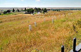 Custer National Cemetery vu depuis la colline où est mort Custer.