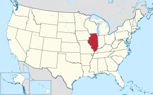 Zemljevid Združenih držav z označeno državo Illinois