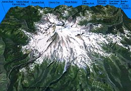 Représentation du mont Rainier en trois dimensions.