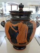 Aristogiton tue Hyparque. Stamnos attique du peintre de Syriskos, 475-470
