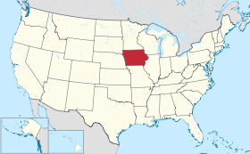 Iowa na mapě USA