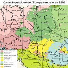 Carte de l'Europe orientale montrant une multitude de couleurs, donc de langues.
