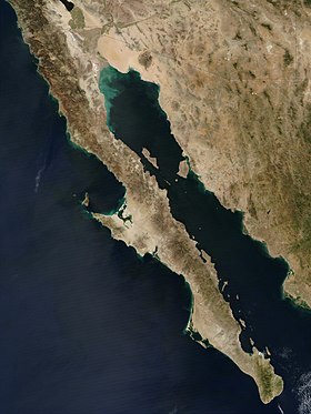 Image satellite de la péninsule de Basse-Californie.