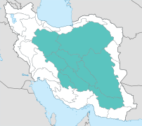 Carte de l'Iran représentant un grand bassin versant endoréique sur tout le centre du pays.