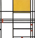 Composition avec noir, blanc, jaune et rouge, entre 1939 et 1942, huile sur toile, 79,6 × 74,2 cm, The Phillips Collection.