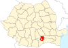 Map of Romania highlighting Ilfov County