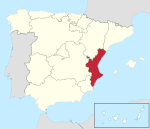 Situation géographique de la Communauté valencienne en Espagne.