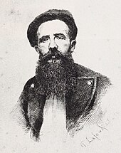 Dessin en noir et blanc d'un homme avec une longue barbe et un béret.