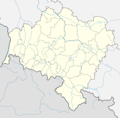 Mapa konturowa województwa dolnośląskiego, po lewej znajduje się punkt z opisem „Pałac w Barcinku”