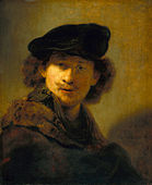Автопортрет с кадифена барета и кожена мантия 1634