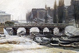 Pont de Grammont lors du rude hiver 1830 - Détail d'un tableau d'Antoine Perrot (musée Carnavalet).