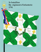 Drapeau du 2e bataillon du 98e régiment d'infanterie de ligne de 1791 à 1793