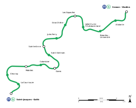 Plan des stations de la ligne B.