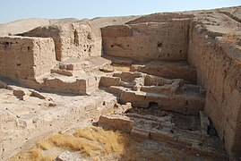 Zone de fouilles de bâtiments du Chalcolithique tardif (zone TW) sur le site de Tell Brak.