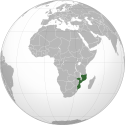 Местоположение на Народна република Мозамбик